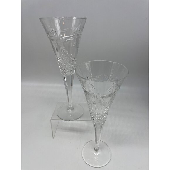 Waterford Peace Millennium Crystal Champagne Flutes Set Of 2 READ - Picture 2 of 8